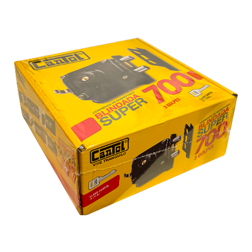 CERRADURA CANTOL 700 COLOR NEGRO SUPER BLINDADA 3 GOLPES